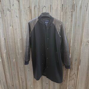 Madewell Varsity Jacket in Black with Leather Sleeves